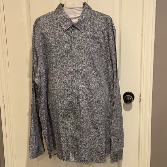 TED BAKER London Navy and White Floral Print Shirt Size 7 - Picture 1 of 5